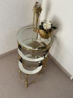 Satztisch 3-teilig goldfarben mit Spiegelplatten rund