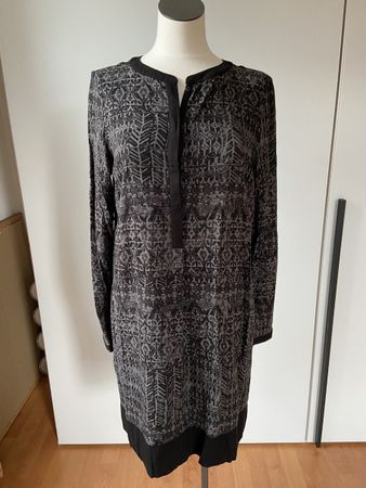 Sandwich_ Kleid Gr. 38 schwarz grau Muster Viskose