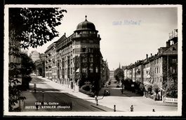 AK St. Gallen, Hotel J. Kessler, Hospiz, Straßenpartie