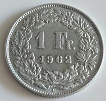1 Franken 1962 Helvetia Silbermuenze guter Zustand