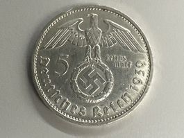 5 Deutsche Reichsmark Silber 1939 Paul von Hindenburg