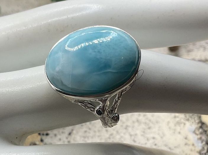 Anelli: Larimar Ring, 925 Silber, Handarbeit, Grösse 56, Top! – Nuovo (secondo la descrizione) da Luzern venduto da S.Kern01 1