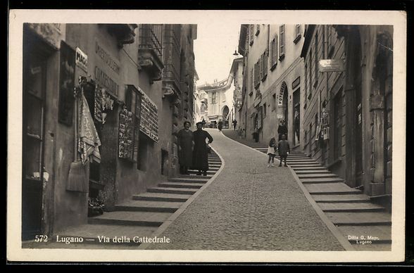 Cartoline postali: AK Lugano, Via della Cattedrale – Usato da Berlin venduto da bartko-reher