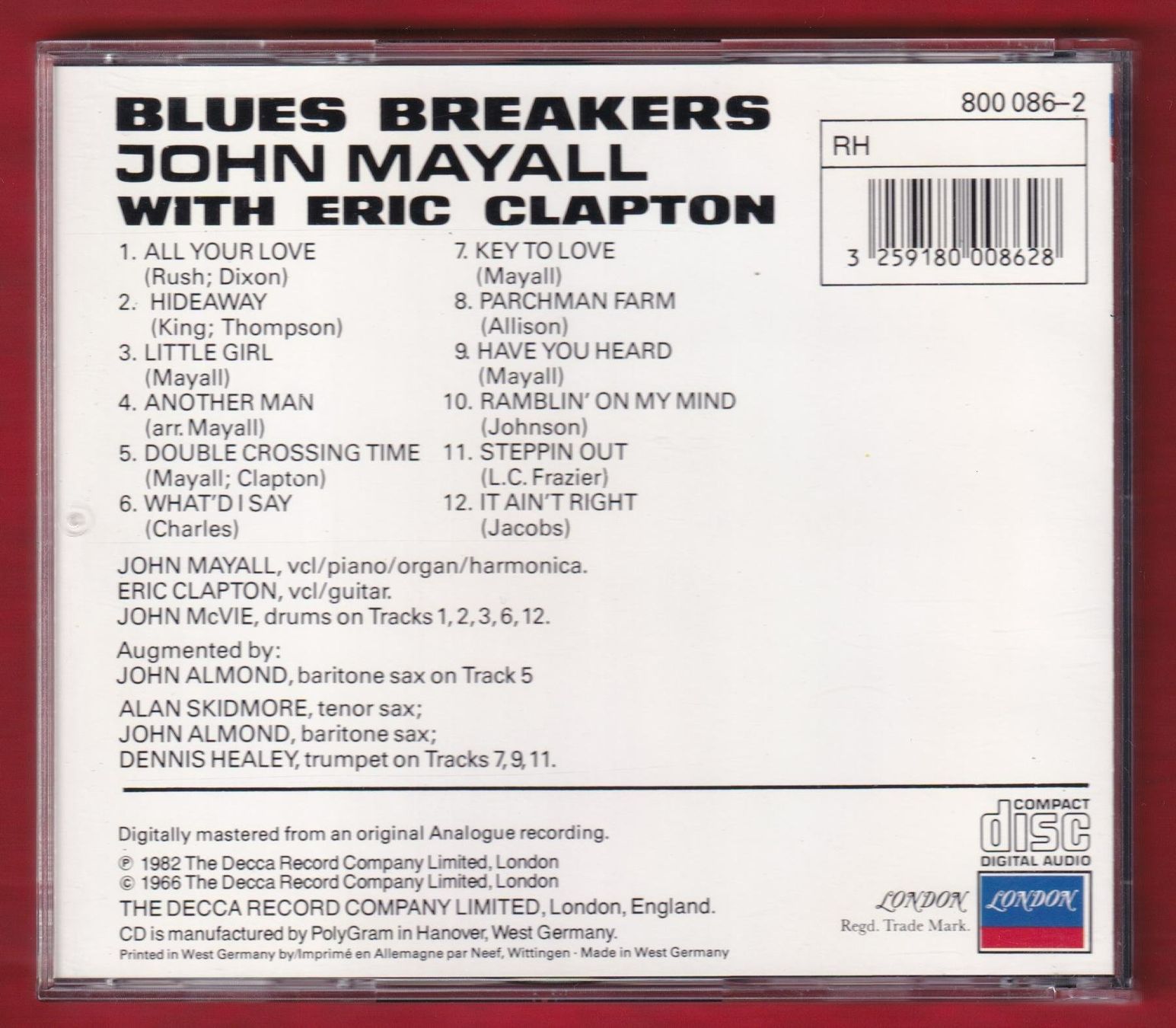 CD: Blues Breakers - John Mayall With Eric Clapton (CD) – Usato da Zürich venduto da Pfluftl2000 1