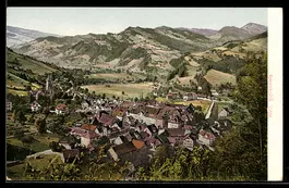 AK Lichtensteig, Ortsansicht vom Berghang aus