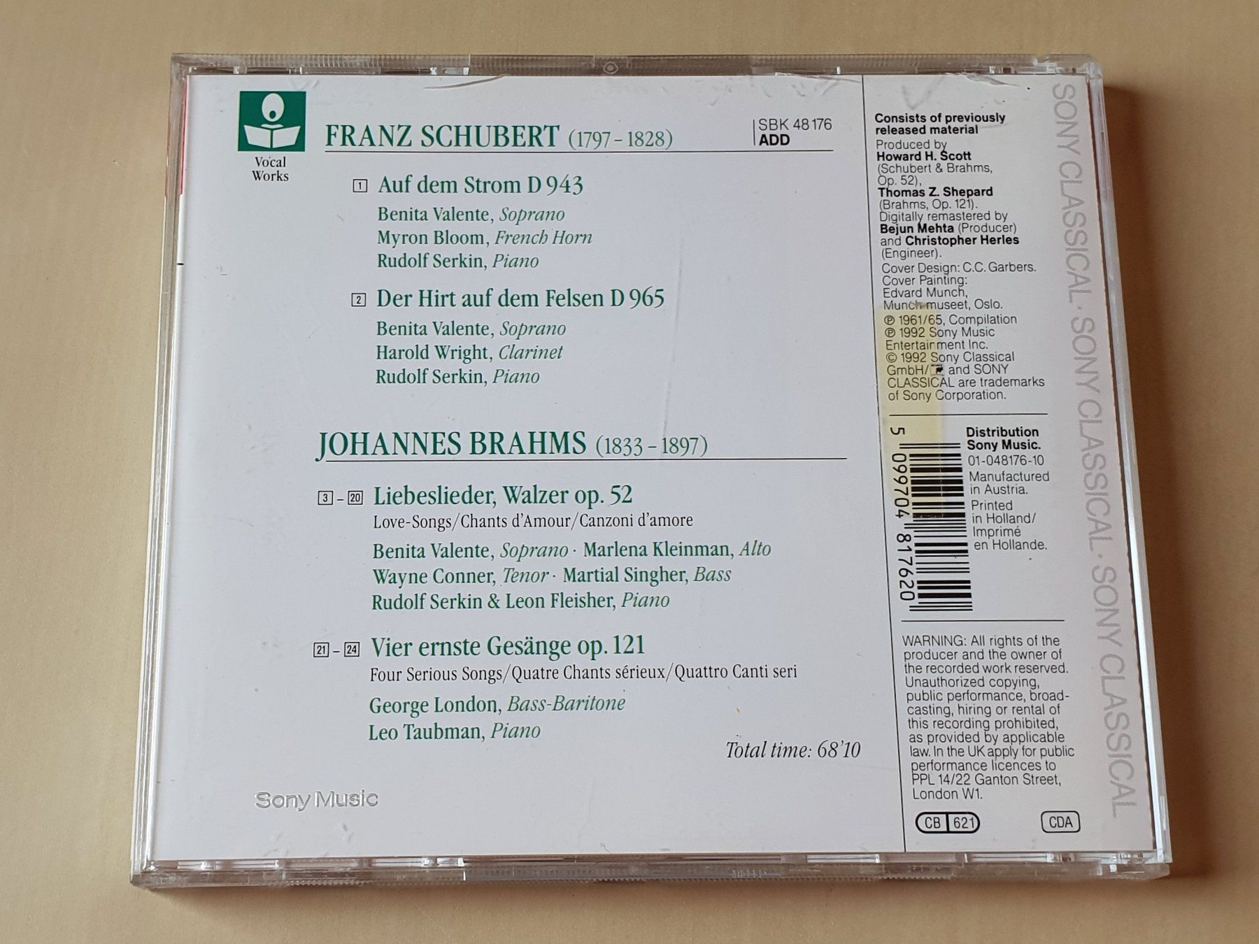 CD: Schubert & Brahms: Lieder – Usato da Stansstad venduto da collectorsshop 1