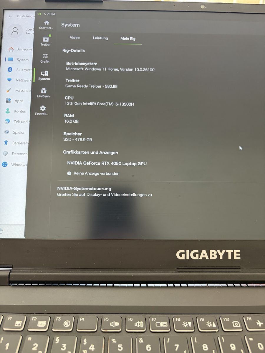 Gigabyte Notebooks: Gigabyte G5 Gaming Laptop RTX4050 – Gebraucht aus Basel von tra_2sqy 3