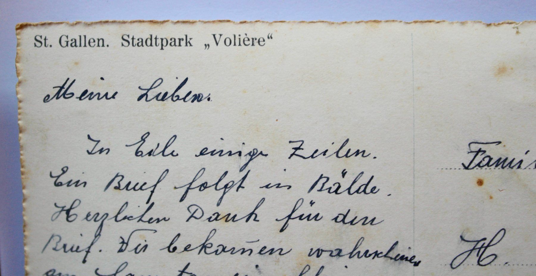 Ansichtskarten: Volière St.Gallen vor 80 Jahren – Gebraucht aus Altstätten SG von alpalfa 1