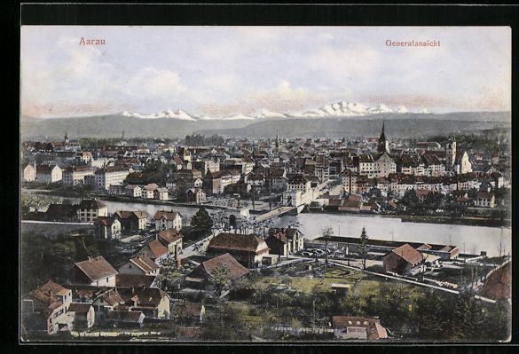 Cartoline postali: AK Aarau, Gesamtansicht, 1907 – Usato da Berlin venduto da bartko-reher
