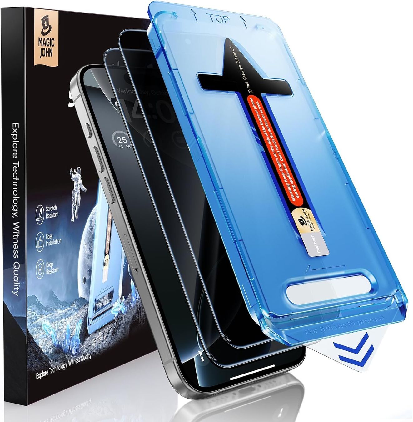 Apple Cover & Protezioni schermo: MAGIC JOHN Easy-Install Schutzfolie iPhone 16 Pro – Nuovo e nell'imballaggio originale da Meilen venduto da Zen25
