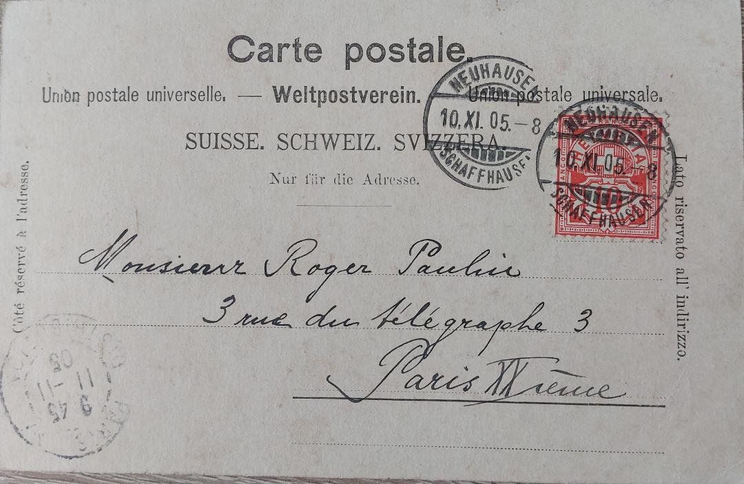 Cartoline postali: SCHAFFHAUSEN  -  Gruss vom Rheinfall  - 1905 – Usato da Delémont venduto da Domdom1 1