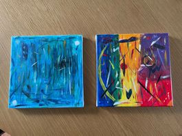 2x Abstrakte Acrylbilder auf Leinwand – im Set