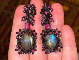 Statement Earrings❤️‍🔥 Labradorites & Untreated Rubis SS925