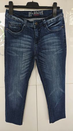 Mid Waist Jeans Gr. 38 Blau Used Look Skinny Leg Cropped