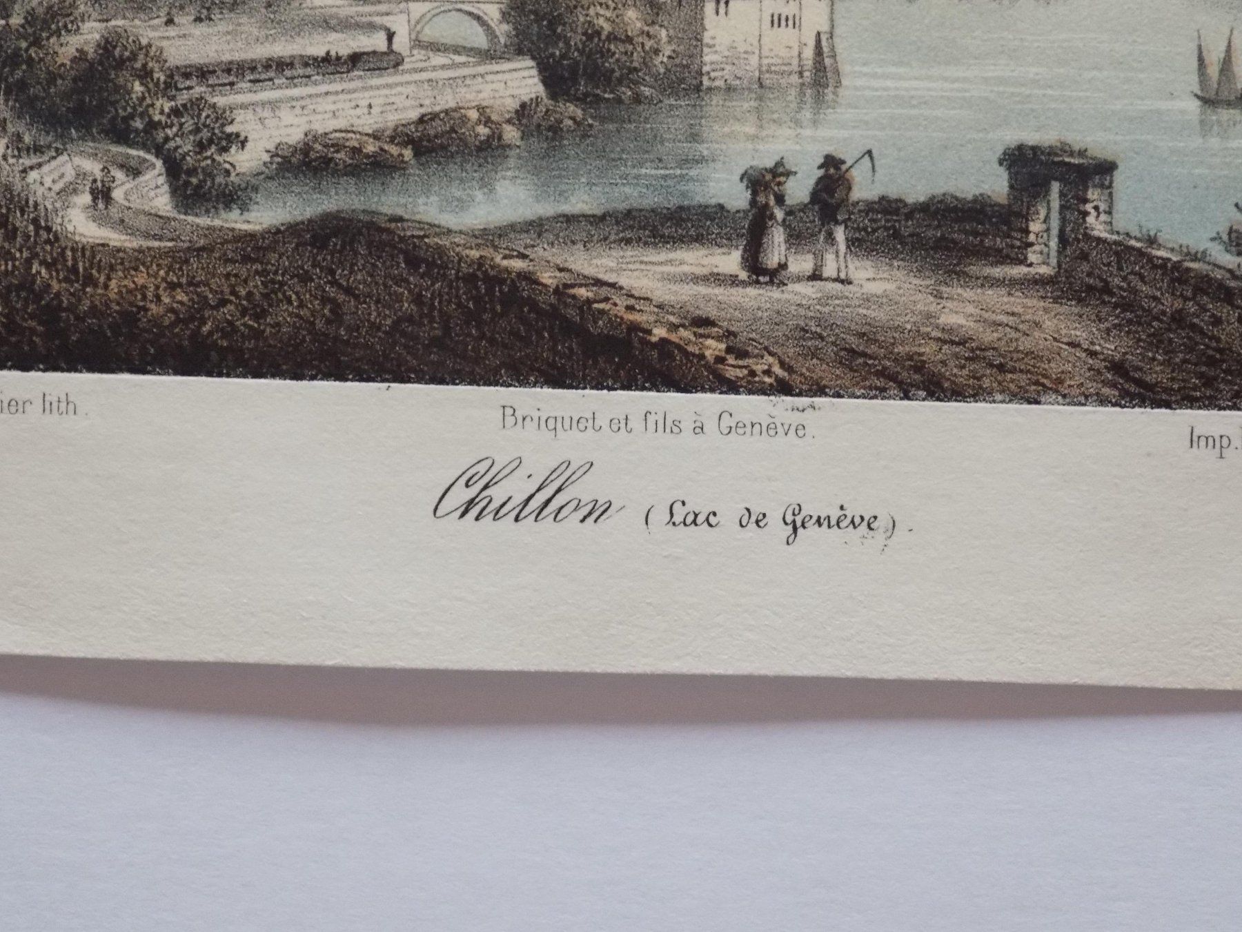 Stiche: Schloss Chillon getönte Lithographie – Gebraucht aus Risch von Antikfee 2