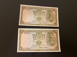 2x20$00 1967  fortlaufende Nummern Bankfrisch