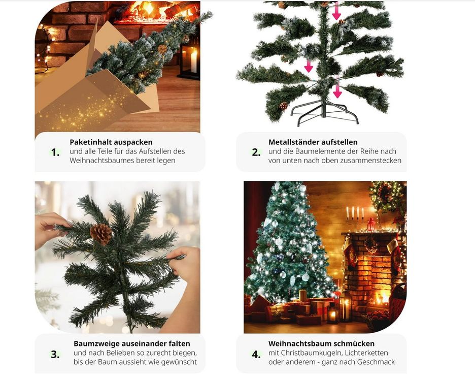 Weihnachtsbaum künstlich mit Zapfen, detailliert und naturg Kaufen