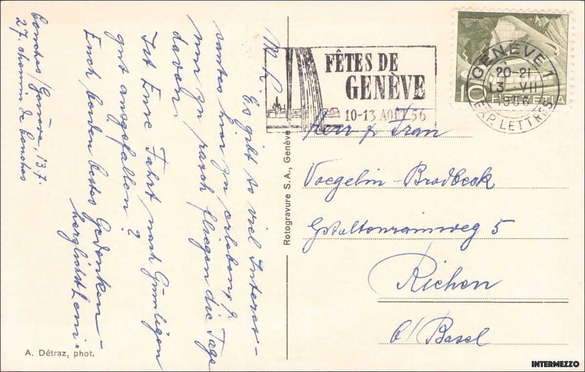 Cartoline postali: Conches GE // Villa // 1956 – Usato da Basel venduto da intermezzo12 1