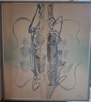Gemälde Abstrakt mit Gesichtern Rahmen 60x50cm