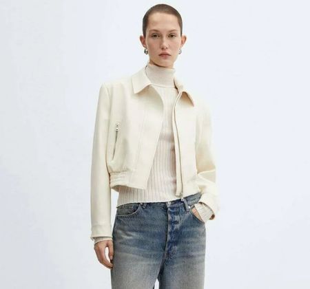 Mango Kurzjacke Übergangsjacke Gr40 Creme Kurzjacke NEU 99.9