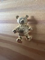 Goldiger Bär-Anstecker mit Glitzer-Augen, neuwertig