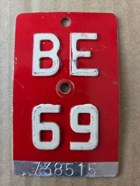 Sachs Insegne: Velonummer BE 69 plaque Velo – Usato da Schenkon venduto da Uhu007