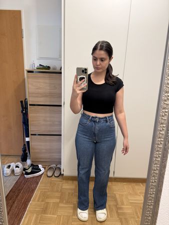 Jean bleu taille haute