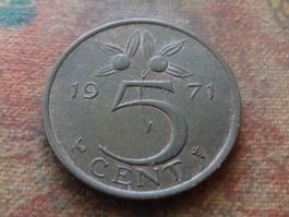 PAYS-BAS  Nederland  5  Cent  1971