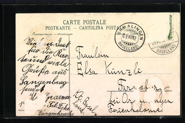 Cartoline postali: Langenbruck, Ortsansicht mit Bergblick – Usato da Berlin venduto da bartko-reher 1