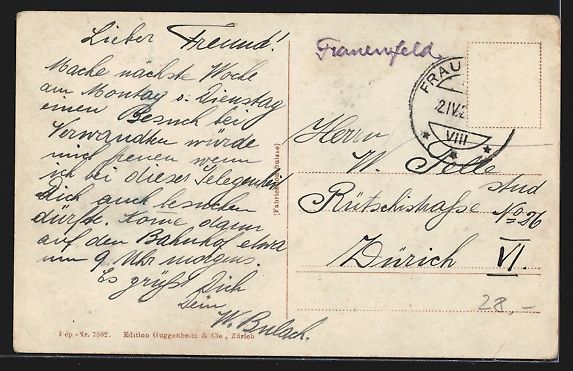 Cartoline postali: Frauenfeld, Teilansicht mit Brücken aus – Usato da Berlin venduto da bartko-reher 1