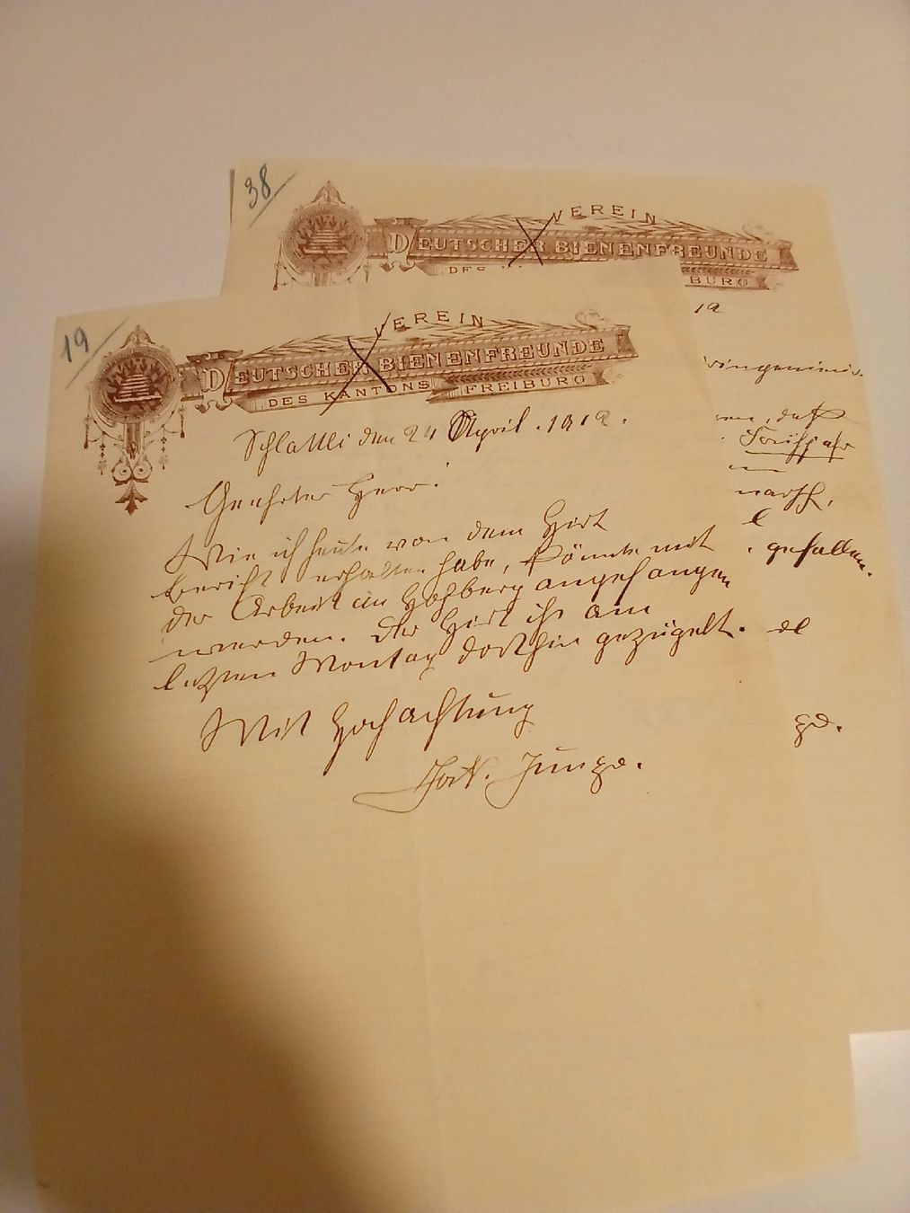 Documenti: Deutschers Bienenfreunde, Freiburg, 1912 – Usato da Belfaux venduto da frifri500