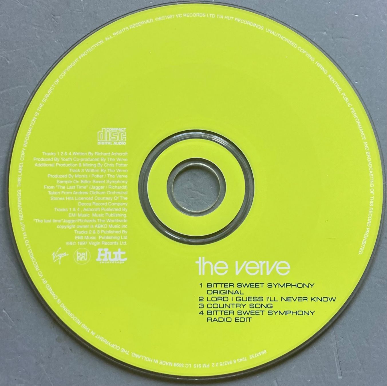 CD: THE VERVE - BITTER SWEET SYMPHONY – Usato da Poliez-Pittet venduto da Newtown-Records 1