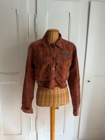 AYIOS - cropped Destroyed Jacke braun M