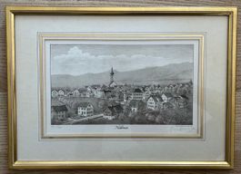 Original Grafik von Paul Wyss, Kaltbrunn um 1900