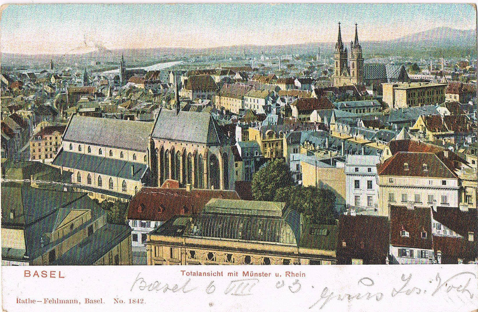Cartoline postali: Basel Totalansicht, sehr alte AK – Usato da Buchs AG venduto da Baerfisch