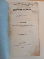 Jésuites Vengés, 1831, rare édition ancienne de Lausanne