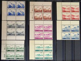 SUISSE 1941: poste aérienne, la série  en blocs de 4, **