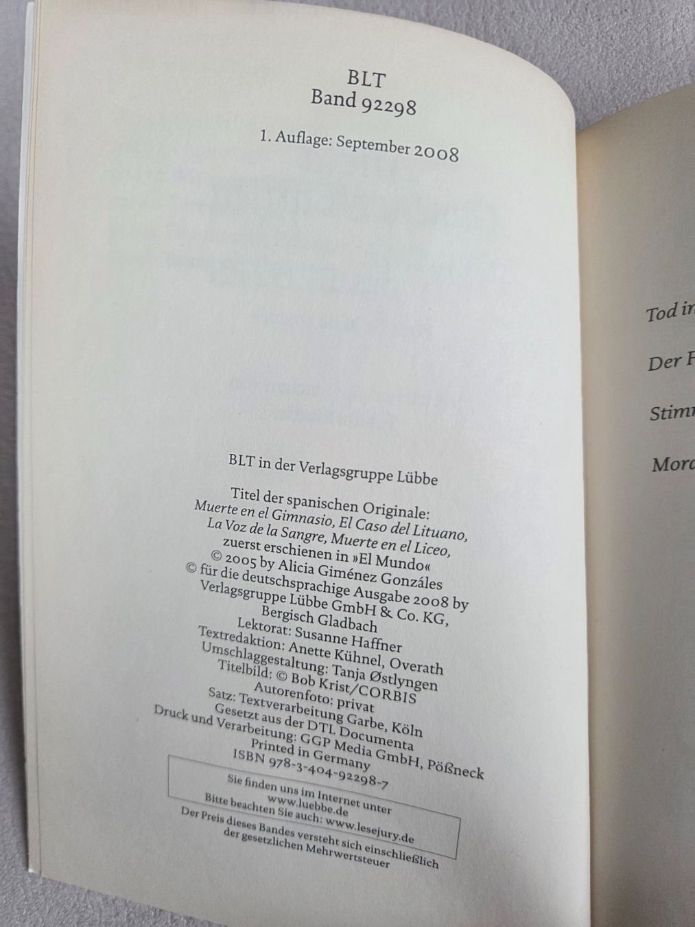 Libri: Alicia Giménez-Bartlett - Stimme des Blutes – Usato da Bergdietikon venduto da Tanne_10 3