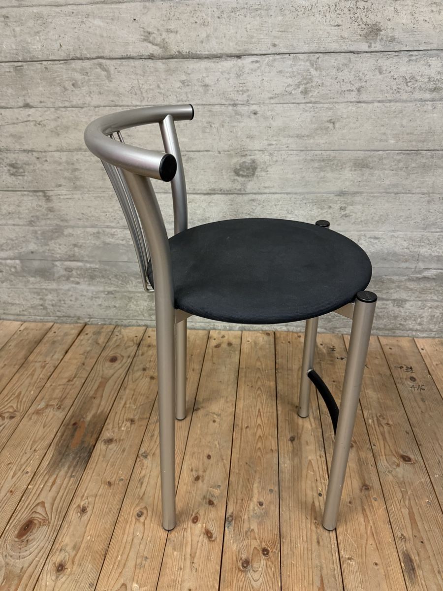 Hocker: Moderner Barhocker mit Lehne, Alu gebürstet – Gebraucht aus Münchenstein von Eclipse6 4