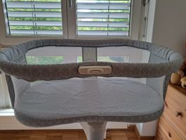Baby Beistellbett grau mit Netz, akzeptabler Zustand