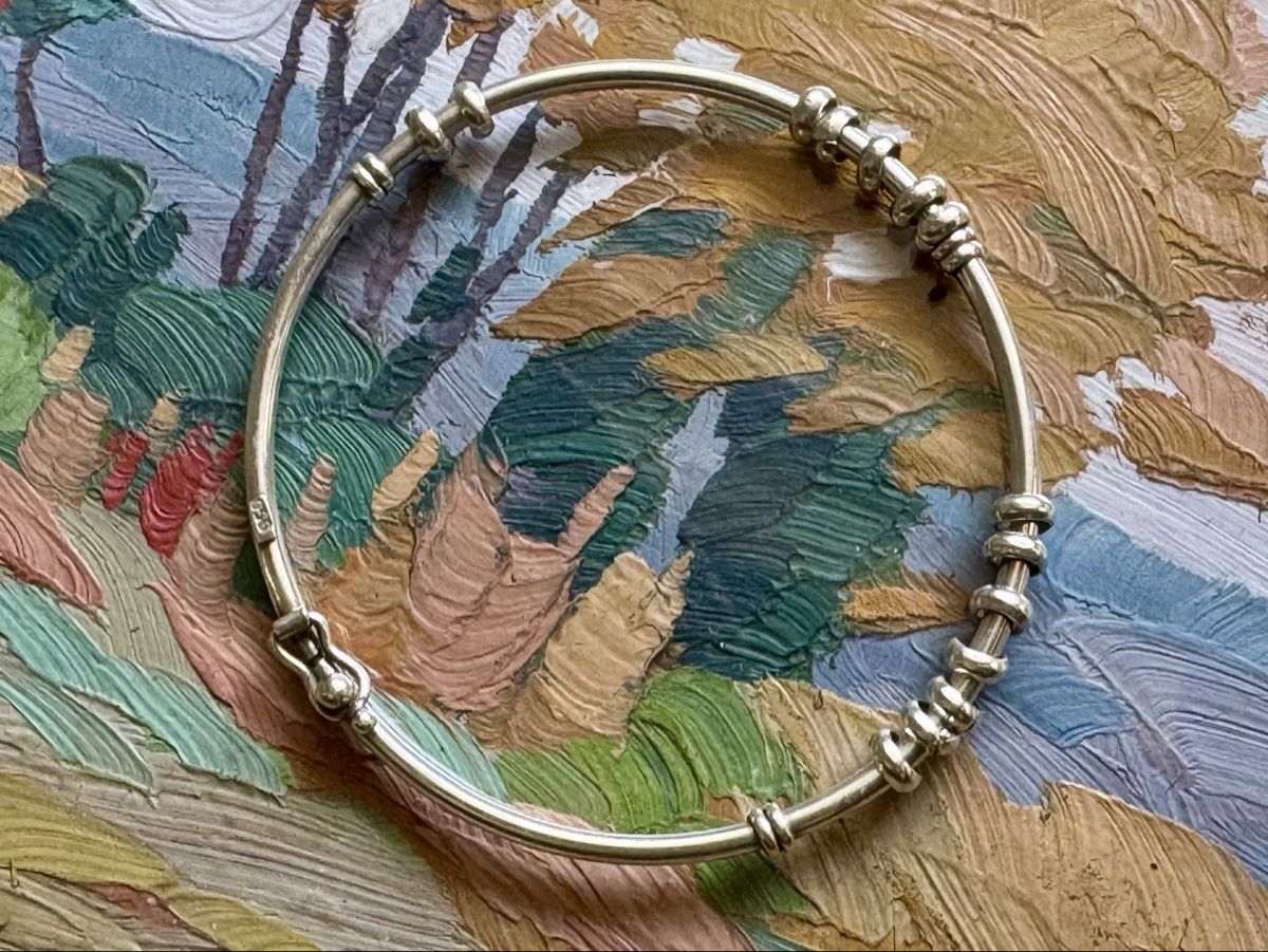 Bracciali & Braccialetti: Silver Bangle Bracelet with Unique Bead Detail, 950 Silver – Nuovo (secondo la descrizione) da Zürich venduto da olalinda