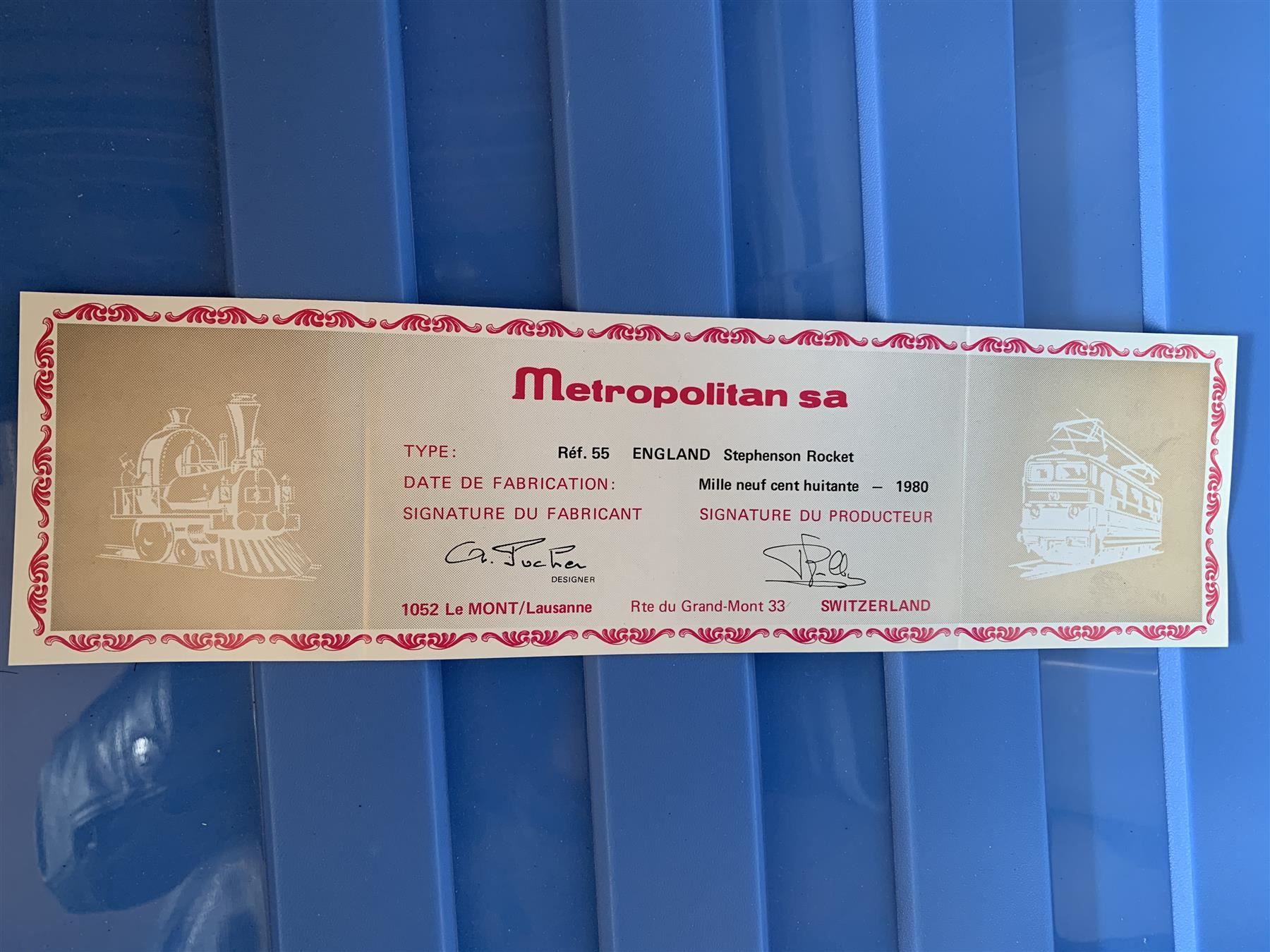 Metropolitan Modelleisenbahnen: Metrop 55 Etikett + Bescheinigung Rocket – Neu und originalverpackt aus Hauterive NE von eriamch 1