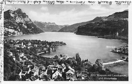 Weesen (SG) Blick auf den Walensee mit Leistkamm