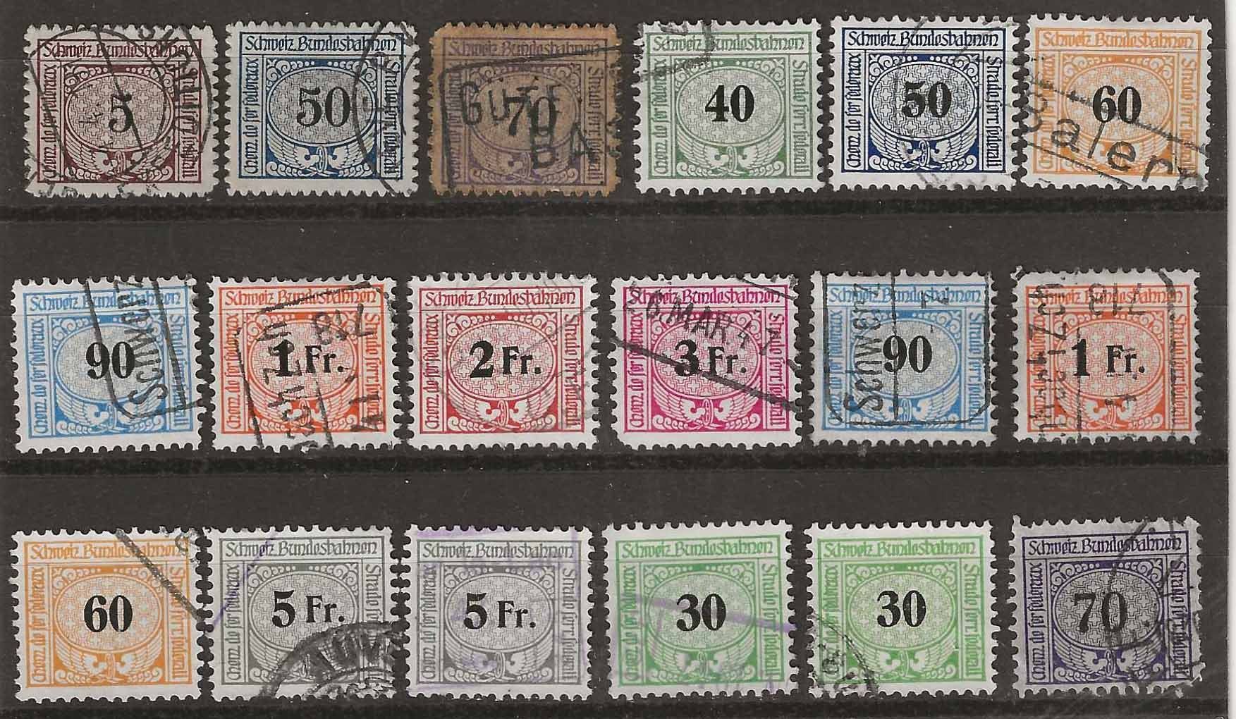 Tutti i francobolli: CFF02  - Lot timbres chemin de fer – Usato da Trélex venduto da Phil_Albert