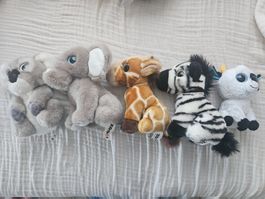 Zoo Stofftiere Elefant, Zebra und Giraffe plus koala