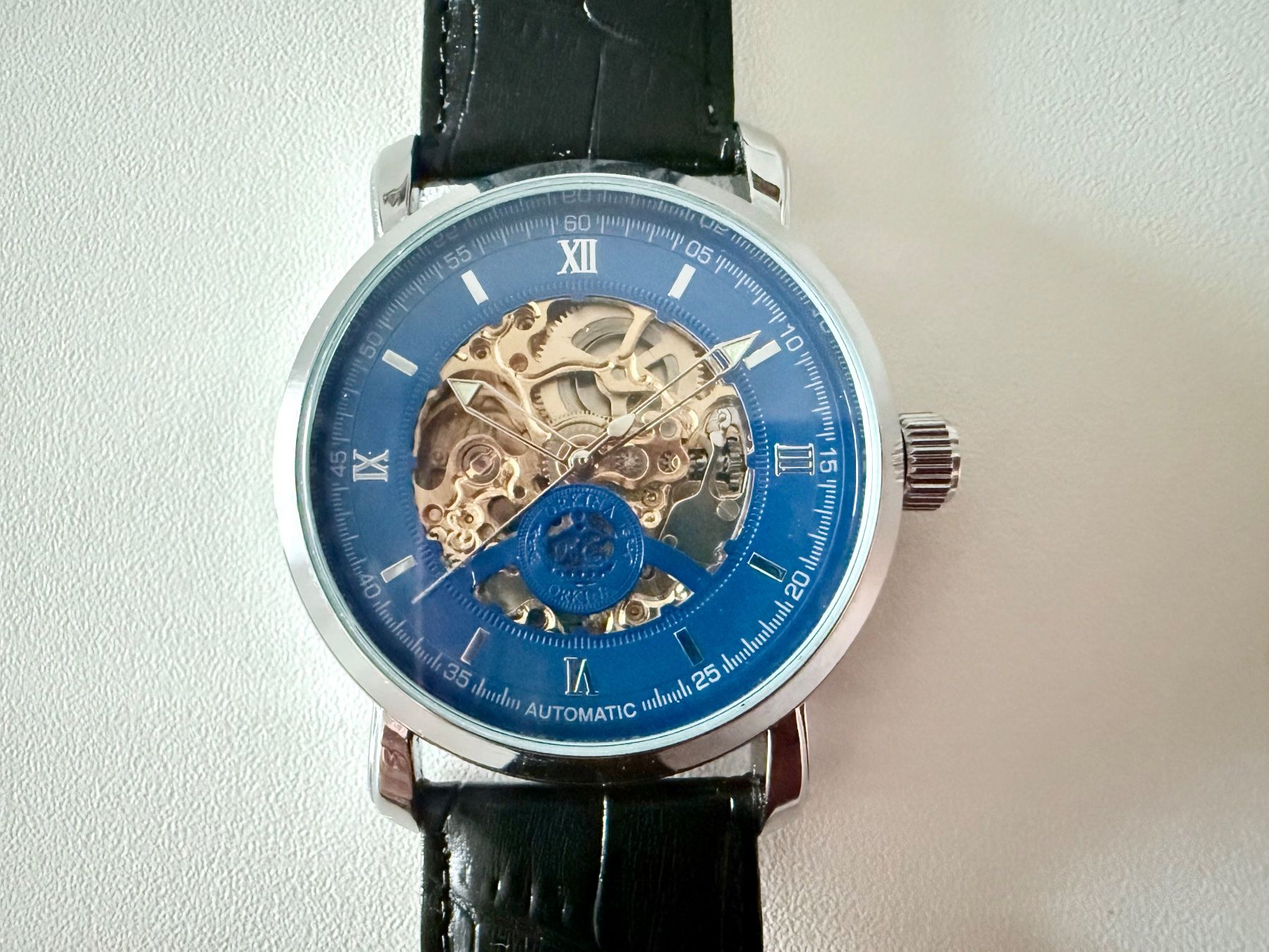 Orologi: ORKINA Automatic Skeleton 44mm - Blue dial - Black strap – Nuovo (secondo la descrizione) da Le Mont-sur-Lausanne venduto da LycaGallery 1