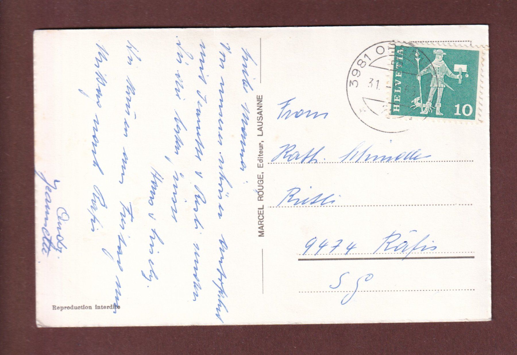 Cartoline postali: SION - Vue totale - 1963 – Usato da Pully venduto da nicecards-shop 1