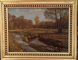 Gemälde "Flusslandschaft im Herbst" von H. Osinski, 1921