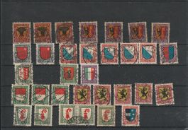 Pro Juventute Wäppli-Lot, gestempelt, Katalog 380.-
