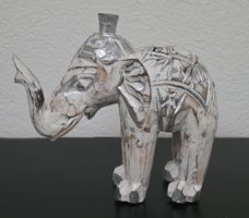 Dekofigur Elefant Holz weiss Asien Dekoration 
